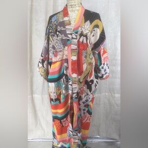 Duster robe  Japanese Print Rainbow Kimono boho chic